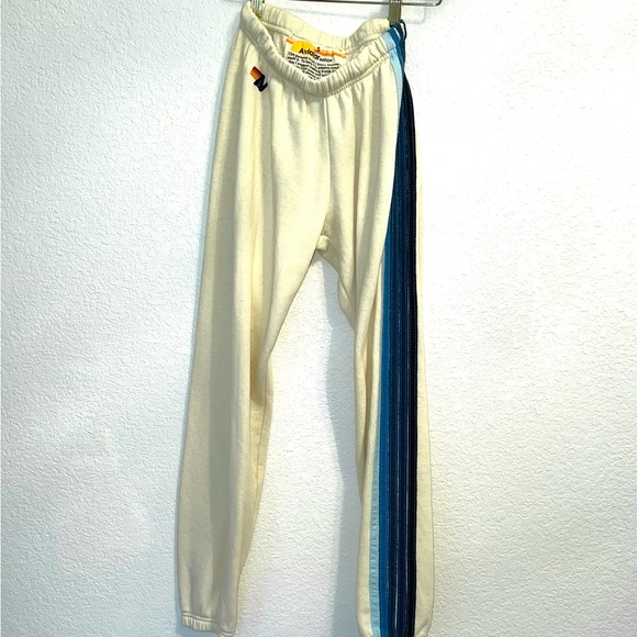 Aviator Nation 5 STRIPE SWEATPANTS - VINTAGE WHITE // BLUE - S - Picture 3 of 5